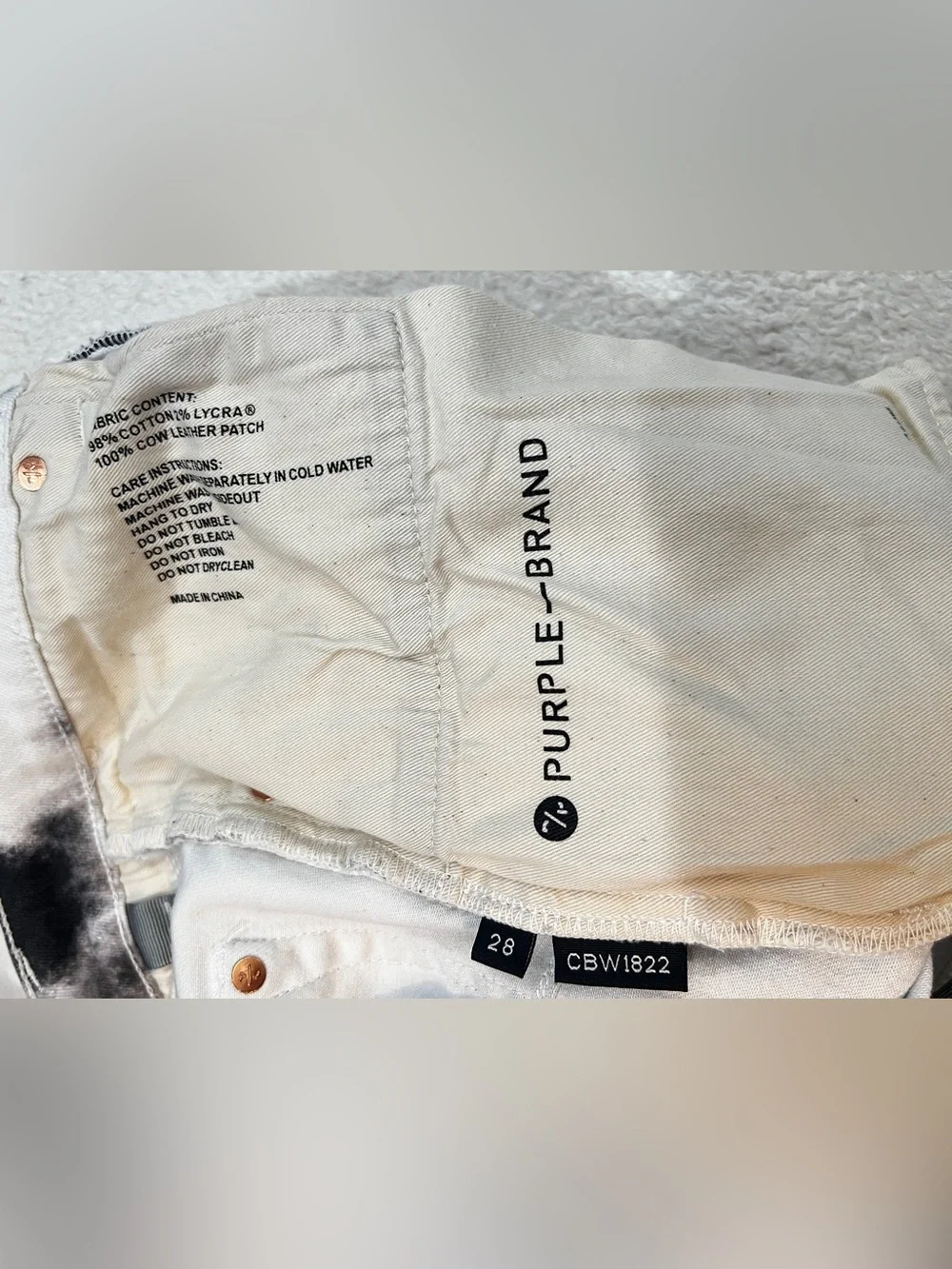 Men’s Purple Brand P0001 Cloud Print Distressed Slim-Fit Jeans Size 28 - Picture 11 of 15